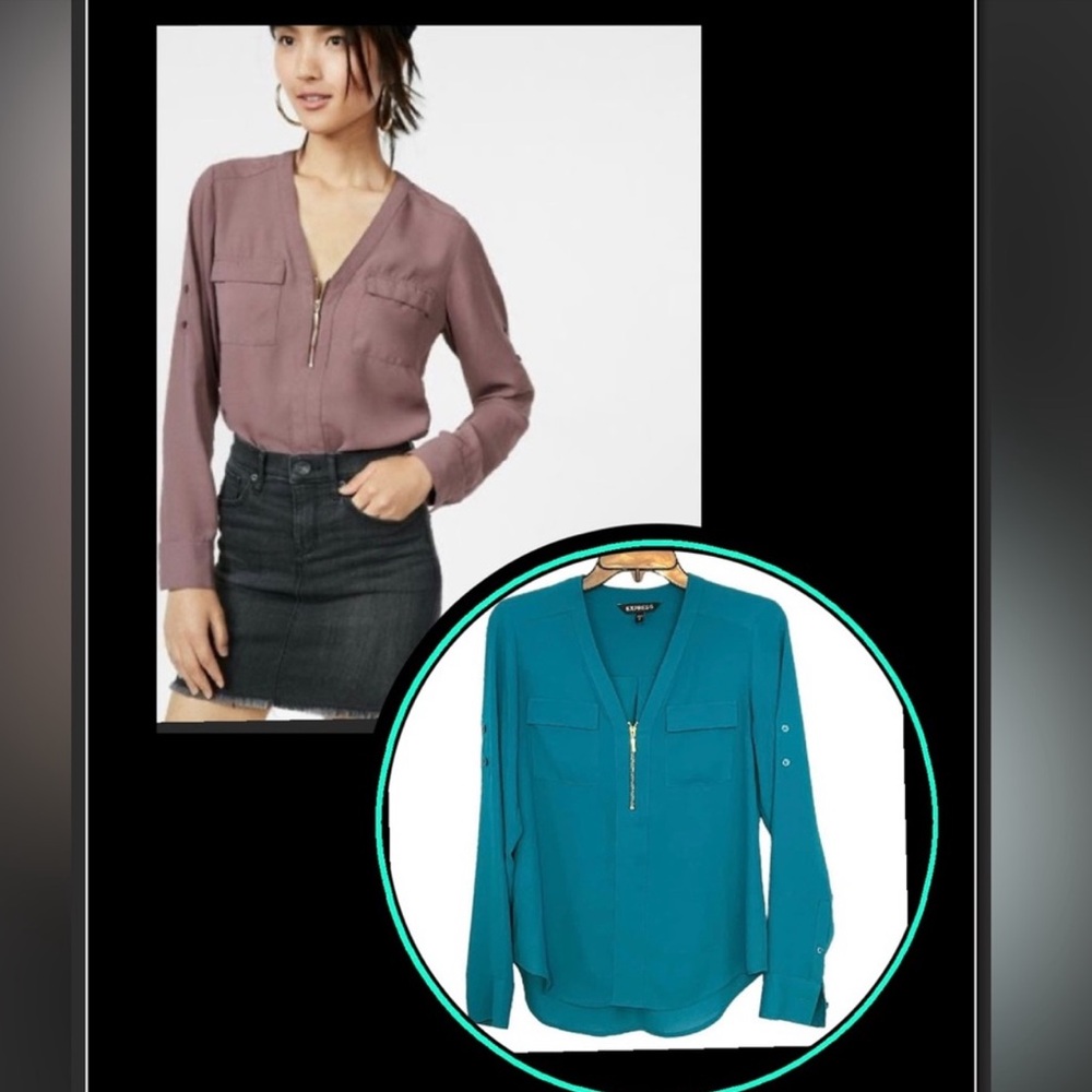 V Neck Zip Blouse